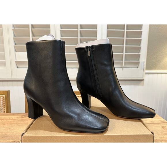 Vince Womens Charli Square Toe High Heel Ankle Booties Black Leather Sz 8.5 NIB - Picture 2 of 11